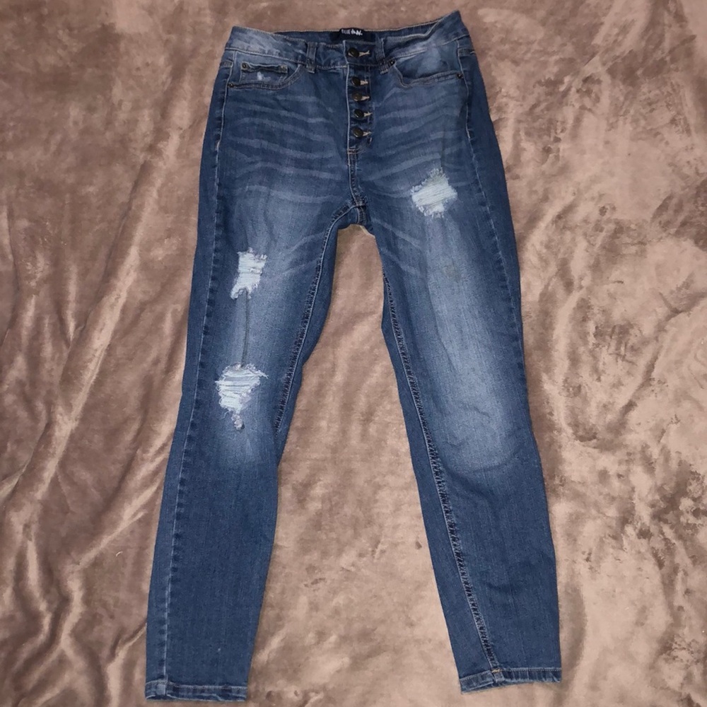 BlueInk Size 7 Ripped High Waisted Skinny Jeans